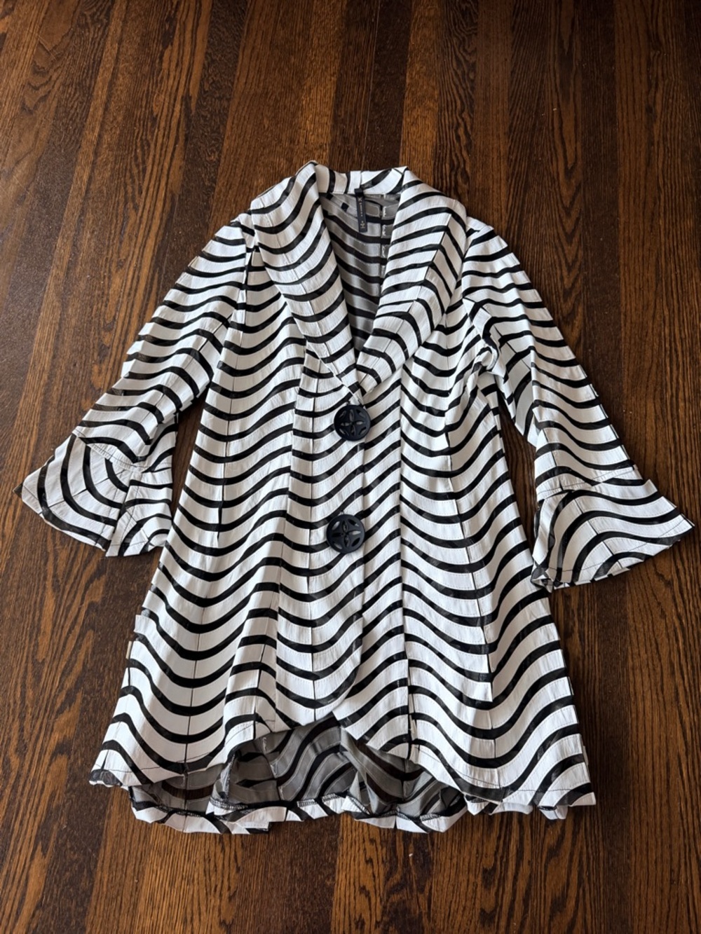 Black & White Striped Shawl Collar jacket small